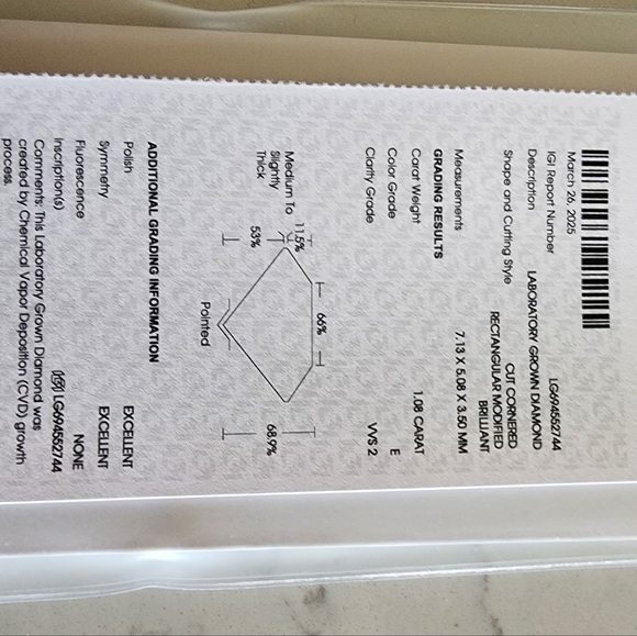 9.02 Total CT Lab Grown Platinum Engagement Ring  IGI Size 6 - Picture 16 of 16